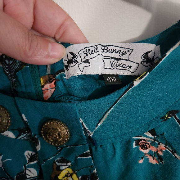 Hell Bunny Teal Floral Midi Dress